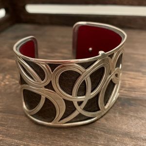 Brighton leather and silver adjustable cuff